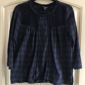 Lucky Brand Navy/Black Striped Top